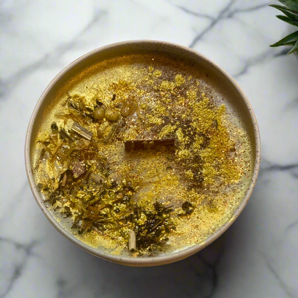 Sol conjure candle side view - handcrafted solar energy candle by The Cardinal Enchantress