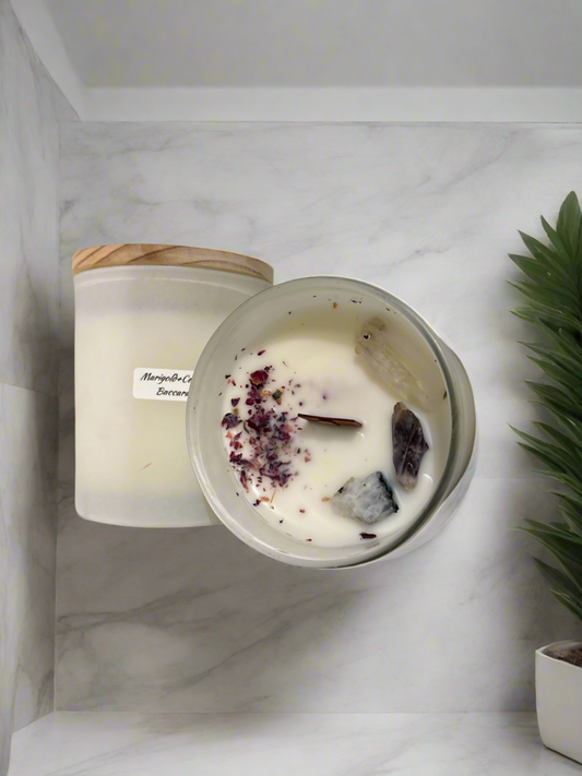 12oz meditation candle in juniper cool water crisp floral scent by The Cardinal Enchantress