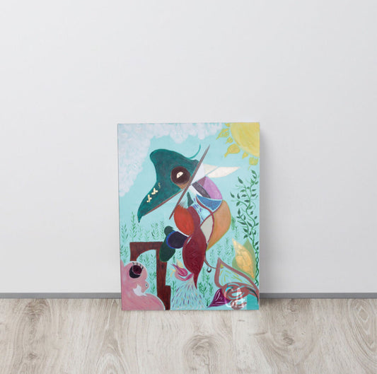 Bird in Nesting original spiritual art painting - intuitive abstract work