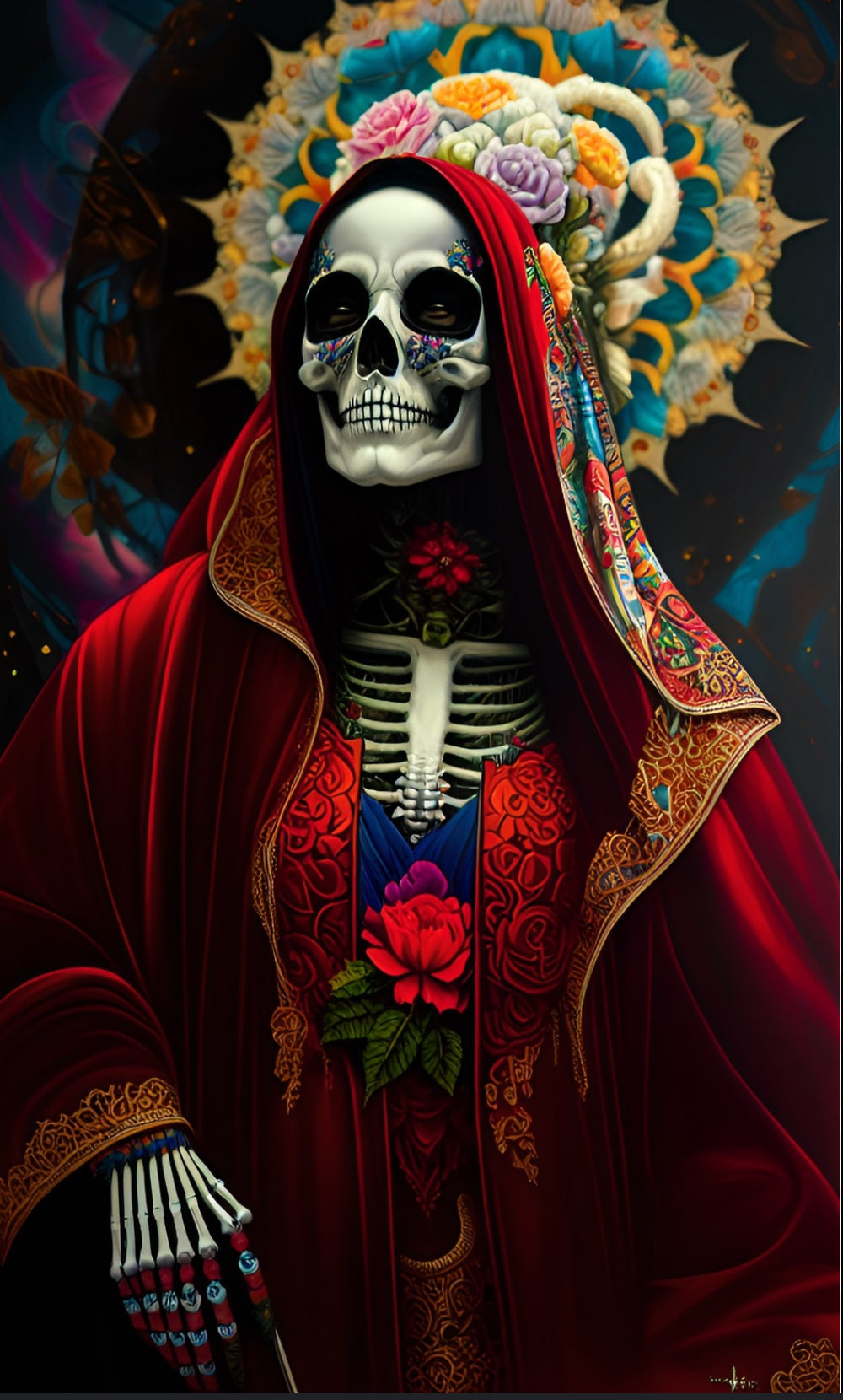 Santisima Muerte triple blessing candles for money, love, and peace - Holy Death devotional
