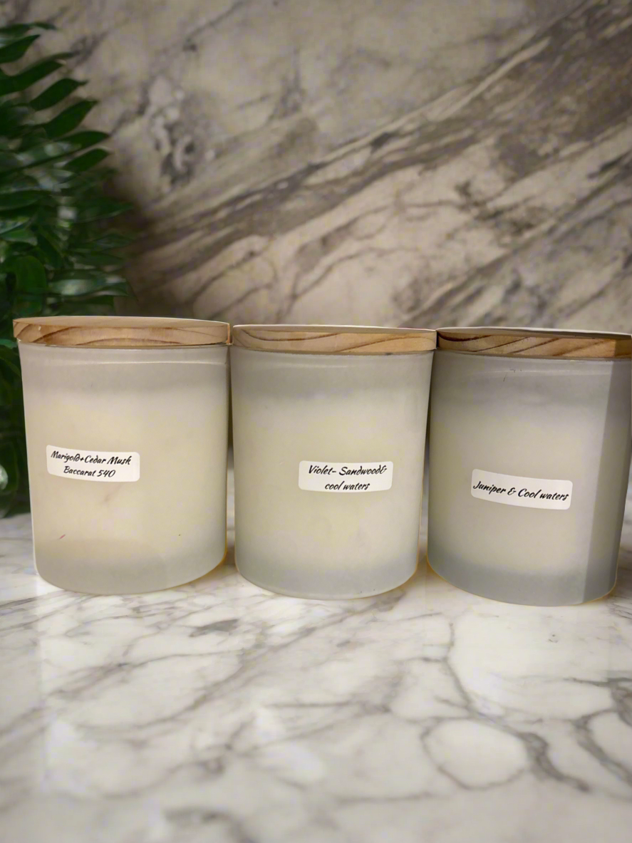 12oz meditation candle second view showing handcrafted crystal candle